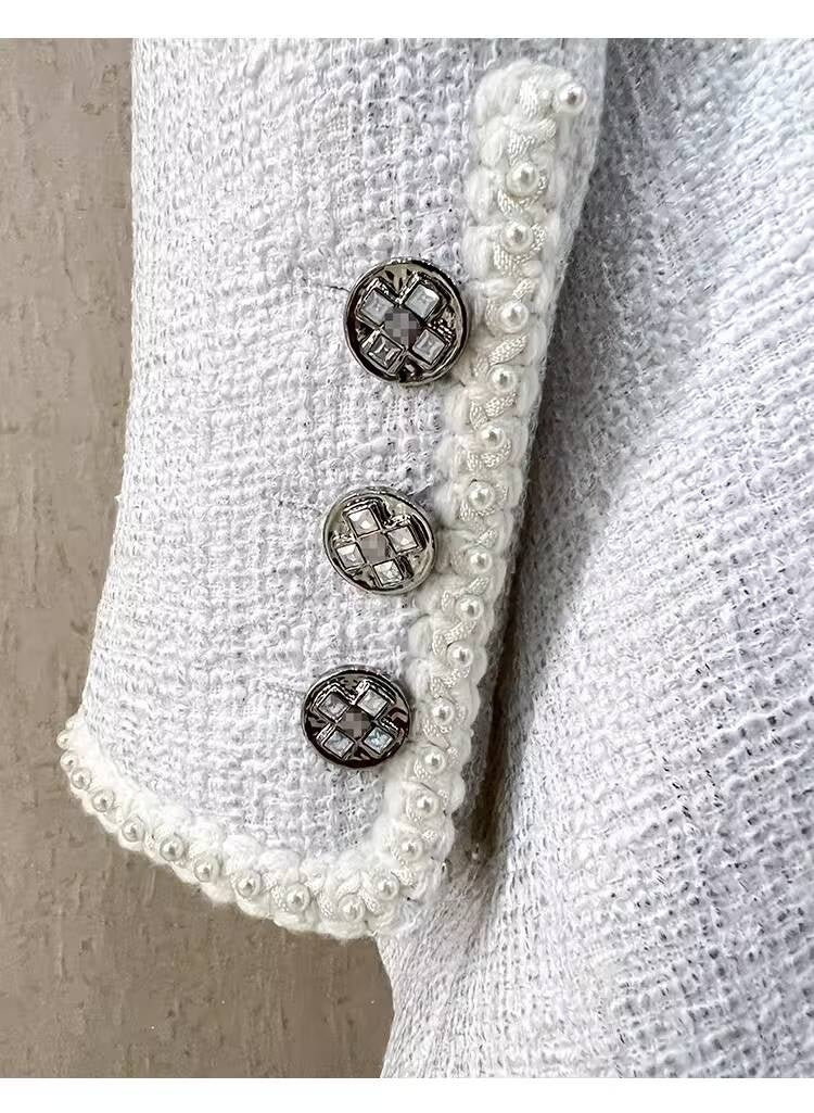 25 New French Style Suit Jacket Short Pants Dress Socialite Elegant Waist-Cinching Tweed Slimming