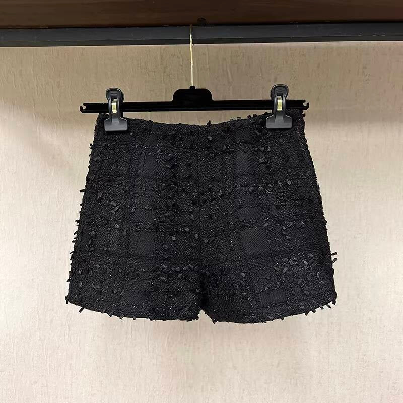 25 New French Style Suit Jacket Short Pants Dress Socialite Elegant Waist-Cinching Tweed Slimming
