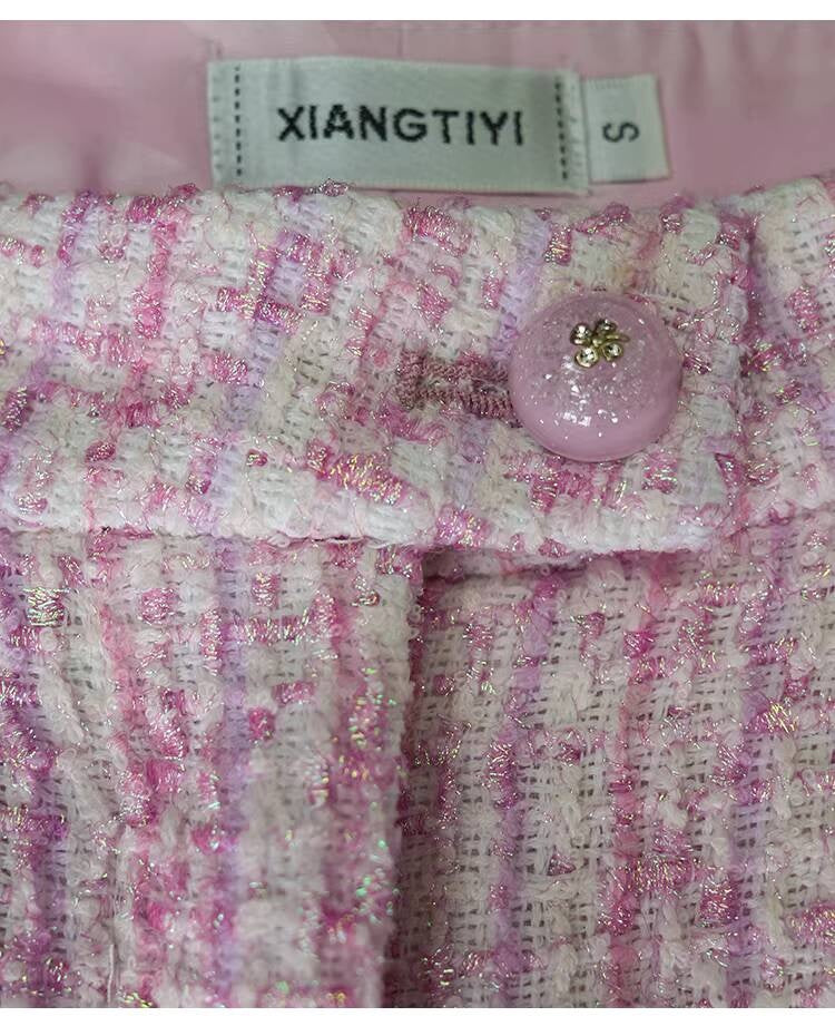 Spring Summer New Style Little Suit Jacket and Pants Wide-Leg Wool Tweed Elegant Versatile Slimming Socialite Women's Clothing