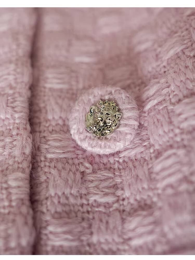 Spring and Autumn Little Style Socialite Elegant Suit Women's Coat Wide-Leg Mid-Length Pants Wool Tweed High-End Pink Two-Piece Set