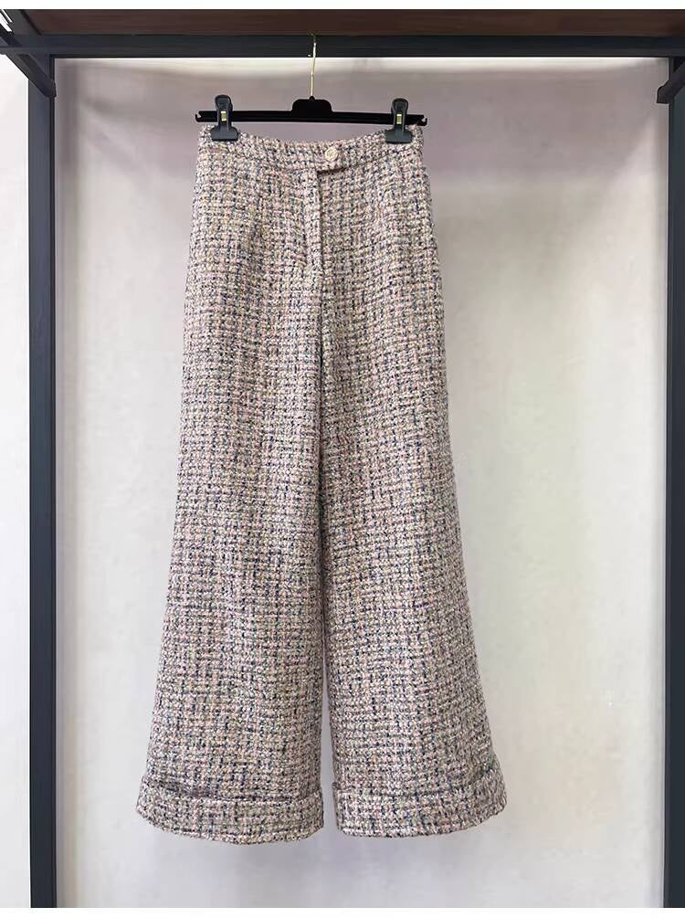 2025 Style Set Light Luxury High-End Feel Wide-Leg Pants Autumn Winter New Asymmetric Design Jacket