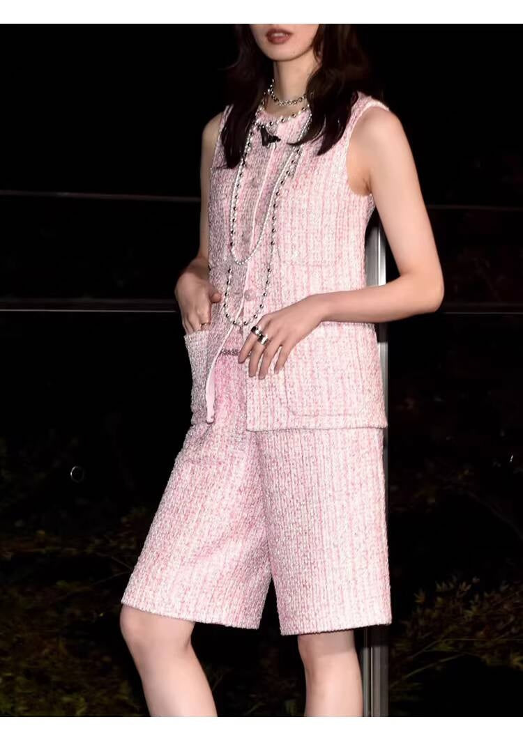 Spring Summer New Style Little Suit Jacket and Pants Wide-Leg Wool Tweed Elegant Versatile Slimming Socialite Women's Clothing