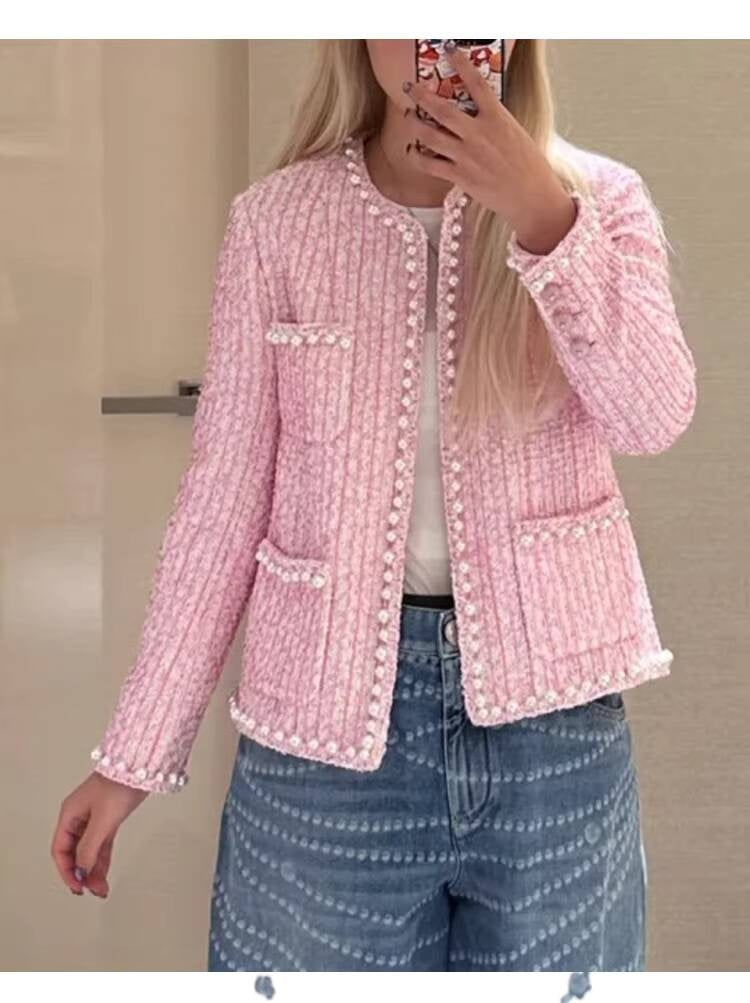 Spring Summer New Style Little Suit Jacket and Pants Wide-Leg Wool Tweed Elegant Versatile Slimming Socialite Women's Clothing