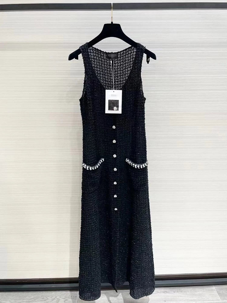 Star Jenny same dress, women's dress, silk embroidery, slim and thin, high-end medium and long suspenders