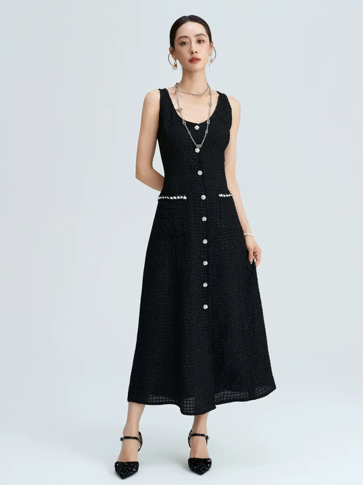 Dress women light luxury high sense star same temperament socialite waist thin silk small black dress