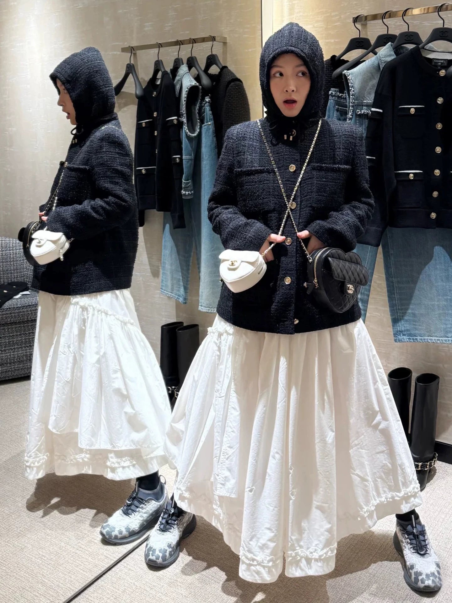 Autumn and winter jacket jacket women's hooded top high-end temperament socialite heavy industry woven tweed new