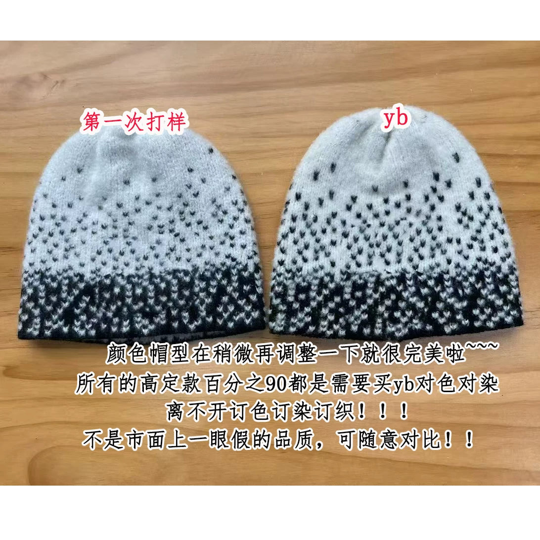 2025 autumn and winter models contrasting colors heavy industry embroidery snowflake pattern fashionable cashmere cold hat + scarf shawl scarf women