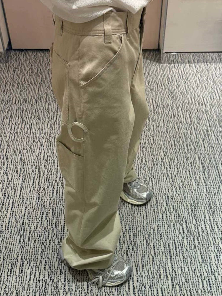 Spring and summer 26ss In June, Nanyou Chao brand 2026 spring and summer new heavy industry straight double pocket tooling shows long and thin versatile denim wide-leg pants