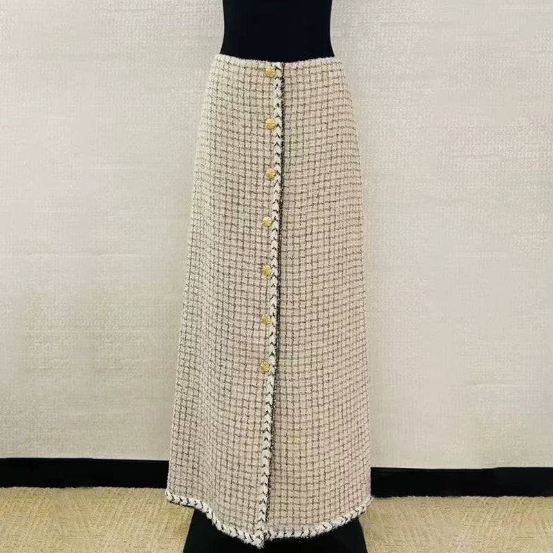 25 autumn and winter new suit, women's wool tweed vest skirt, celebrity temperament three-piece set women's clothing