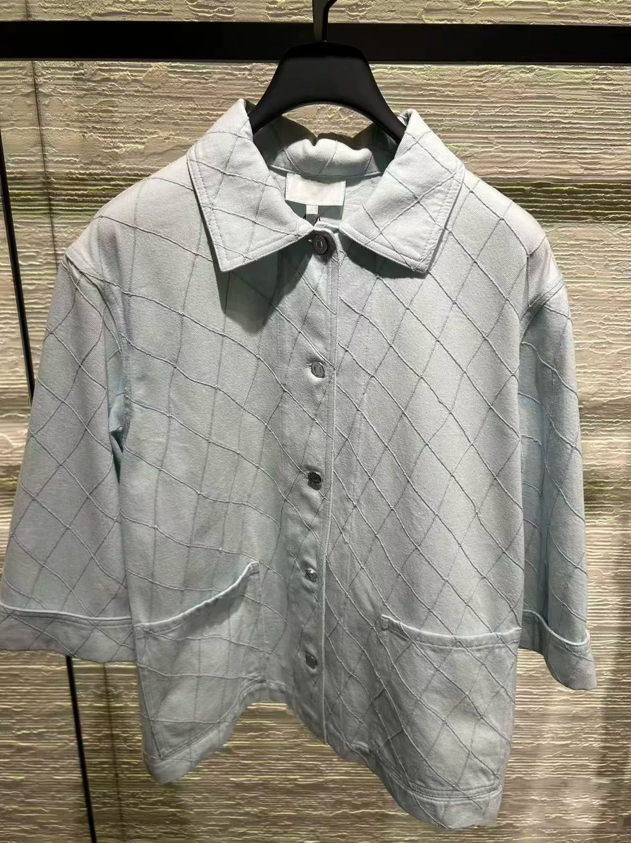 Spring, summer 26ss June, Nanyou summer new island beach embroidered rhombus lapel denim jacket + suspender skirt + trousers + shorts