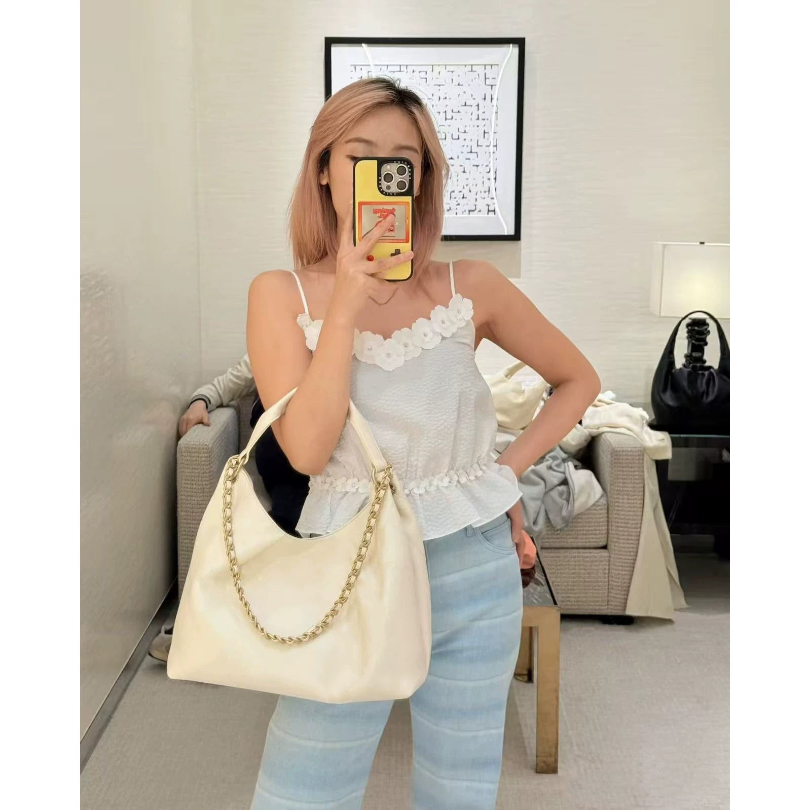 2025 autumn and winter heavy industry camellia delicate three-dimensional flower dark pattern fashion sleeveless vest suspender top women