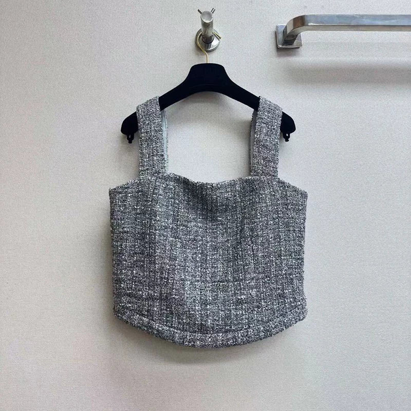 25 spring and summer new suit, sling vest, skirt, celebrity temperament, high-end tweed two-piece set