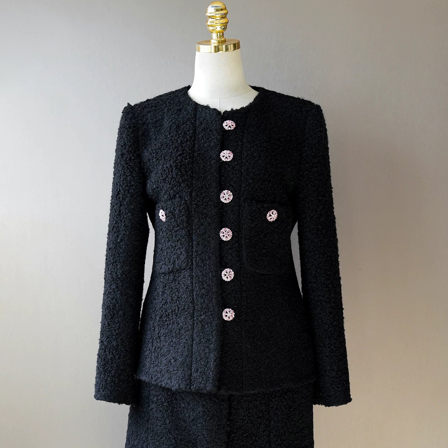 Autumn and winter wool jacket, women's skirt, celebrity temperament, tweed top, French light luxury haute couture suit