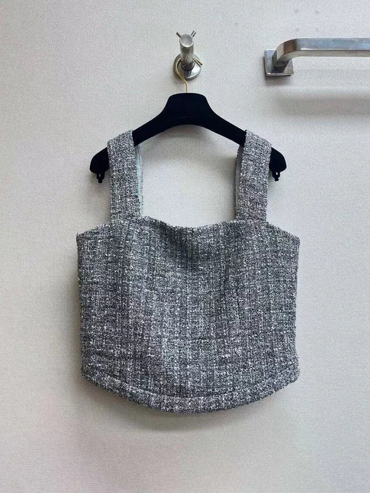 25 spring and summer new suit, sling vest, skirt, celebrity temperament, high-end tweed two-piece set