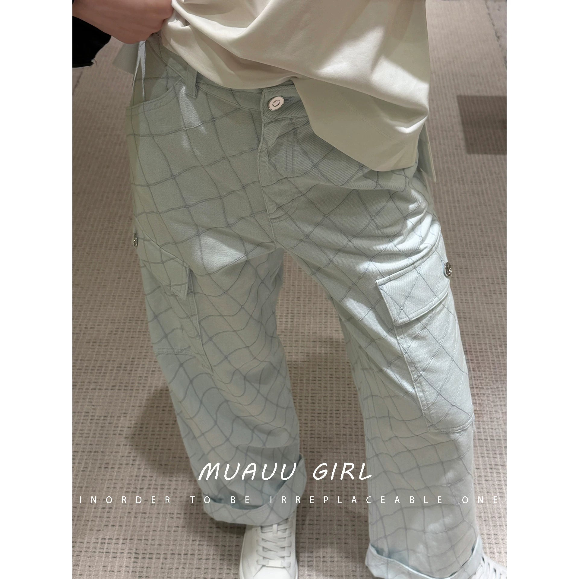 Spring/summer 26ss June MUAUU GIRL vacation collection! 26SS rhombus denim jacket/trousers/shorts/dress