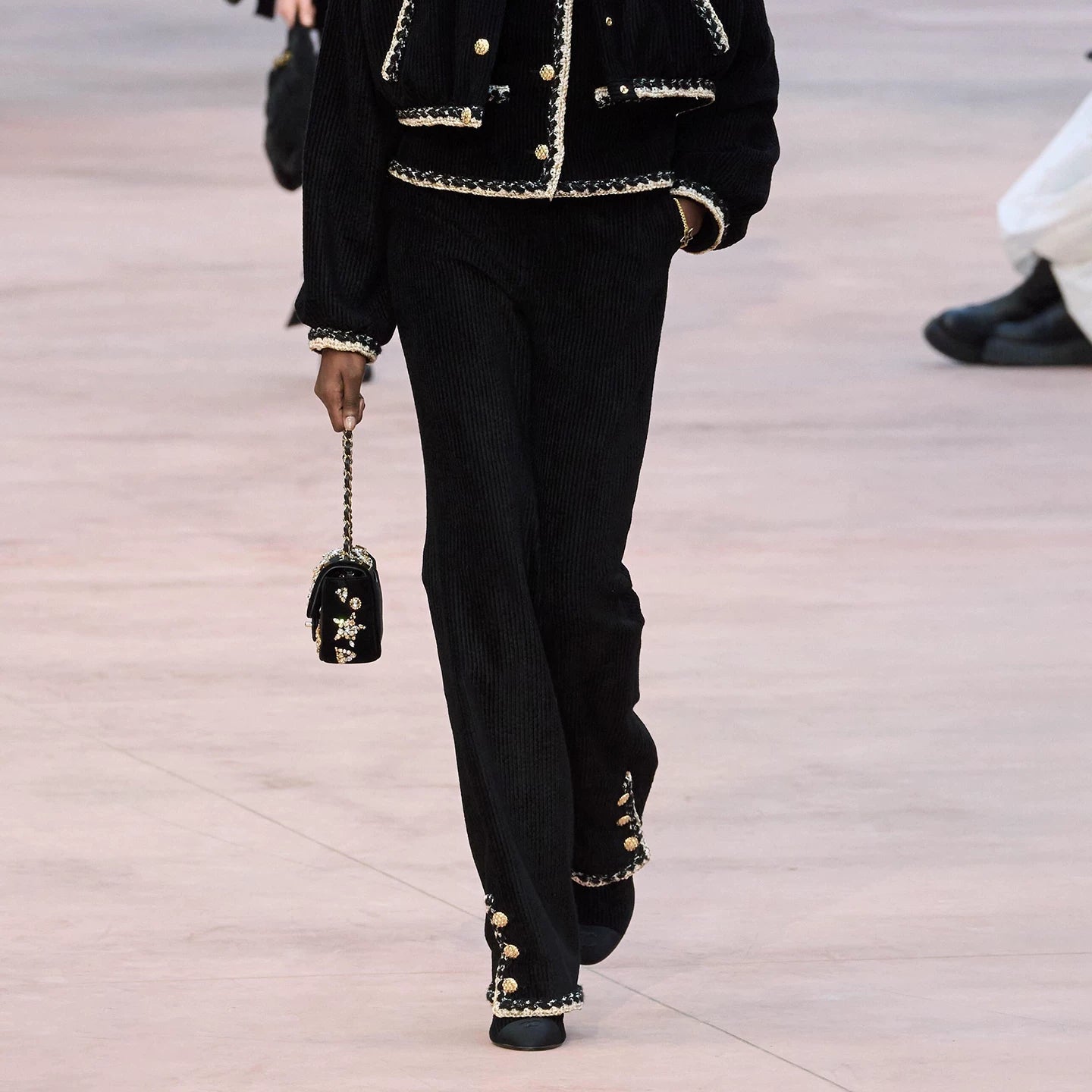 Celebrity temperament high-end suit jacket women's jacket short wide-leg pants corduroy two-piece set