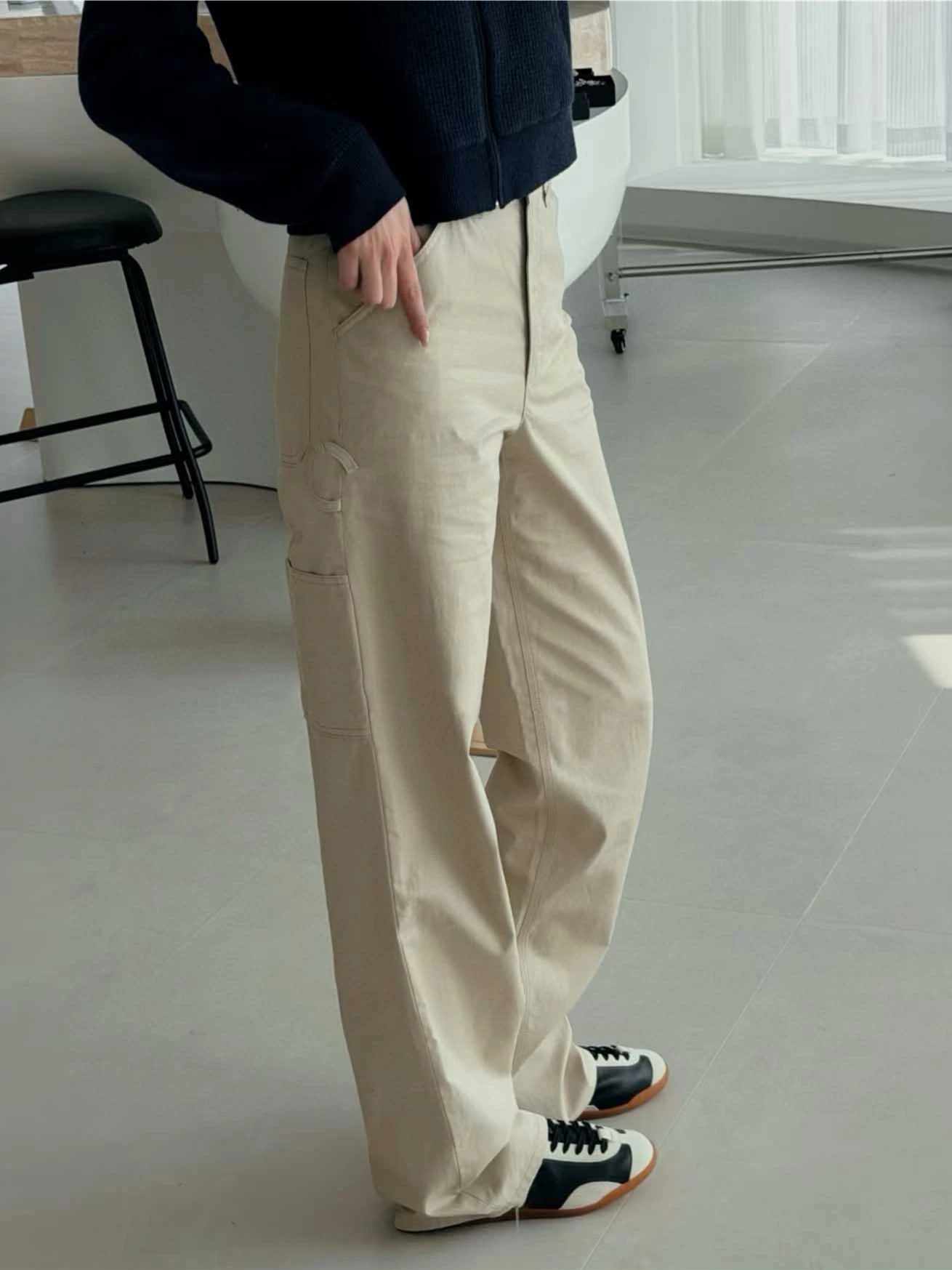 Spring and summer 26ss In June, Nanyou Chao brand 2026 spring and summer new heavy industry straight double pocket tooling shows long and thin versatile denim wide-leg pants