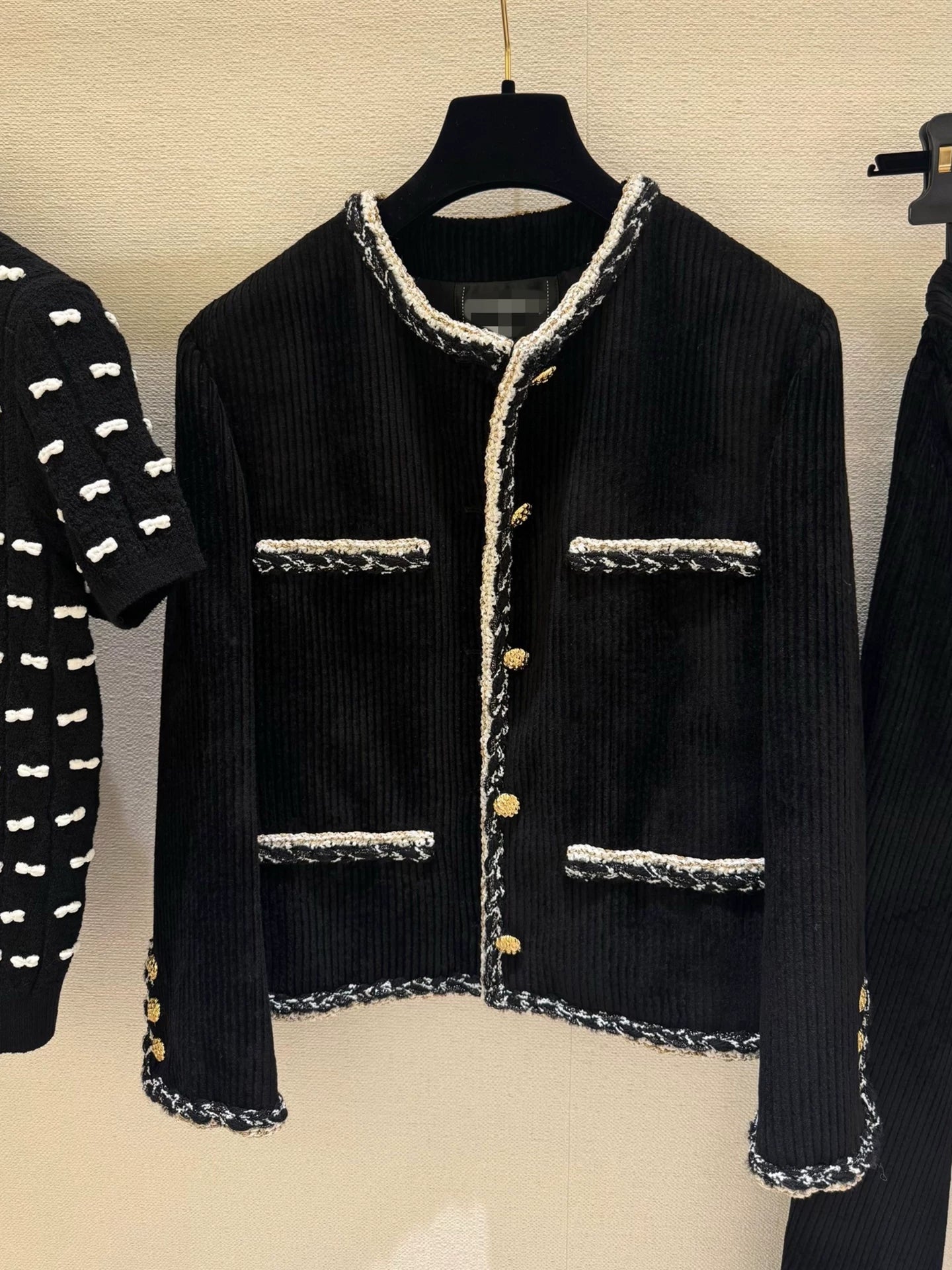 Celebrity temperament high-end suit jacket women's jacket short wide-leg pants corduroy two-piece set