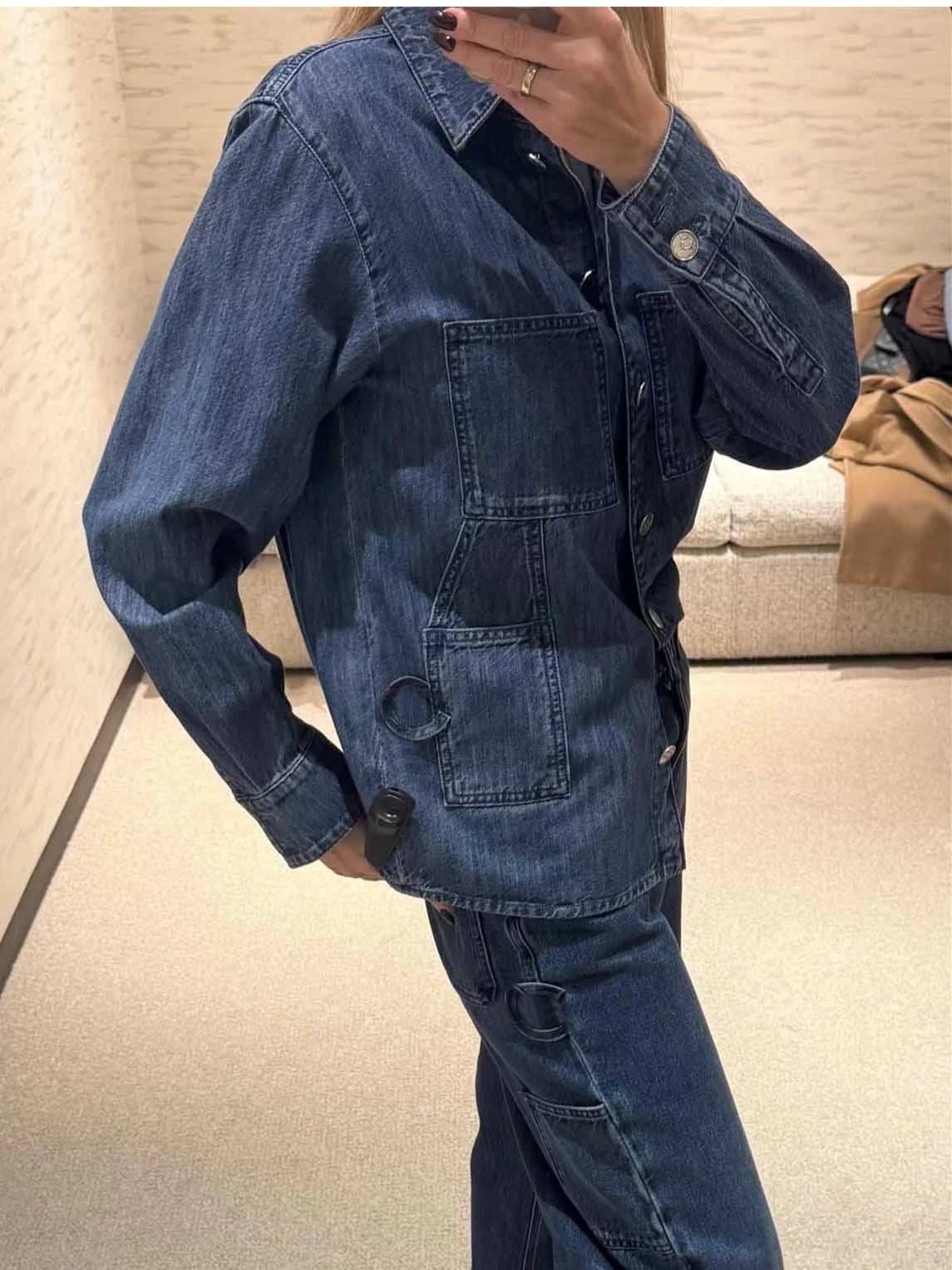 Spring and summer 26ss June, Nanyou tide brand 2026 spring and summer new side three-dimensional letter temperament versatile and thin lapel denim shirt top