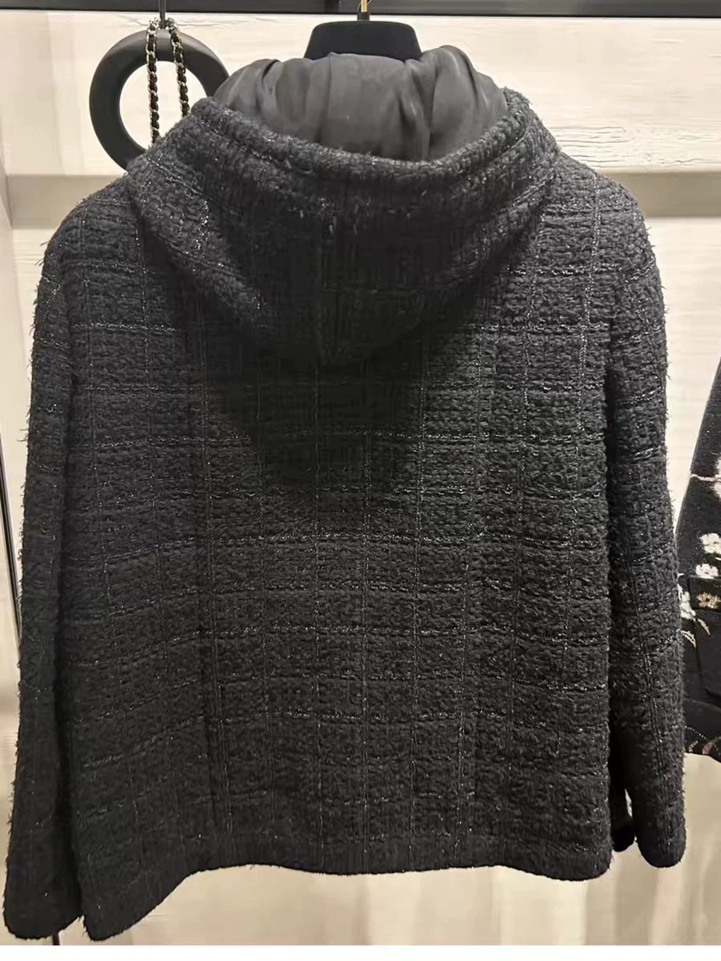 Autumn and winter jacket jacket women's hooded top high-end temperament socialite heavy industry woven tweed new