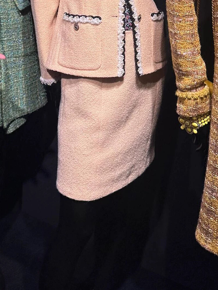 Early autumn suit, coat, skirt, thin mid-skirt, high-end tweed celebrity top, skirt, women's clothing