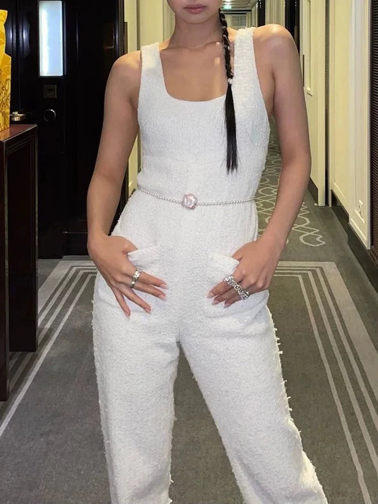 Gin Zhini same celebrity vest jumpsuit women's jumpsuit 2025 haute couture new wide-leg pants