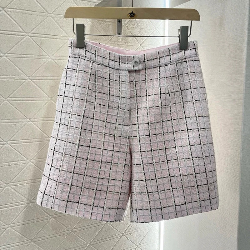 New celebrity suit short-sleeved dress women's shorts slim and thin fashion temperament wool tweed