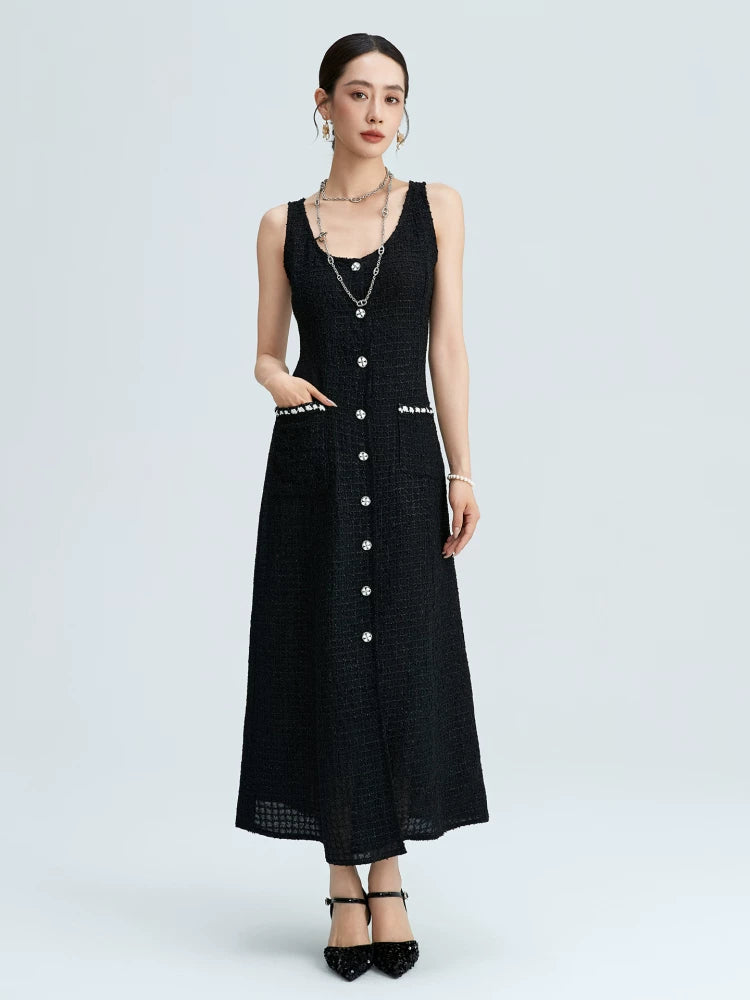 Dress women light luxury high sense star same temperament socialite waist thin silk small black dress
