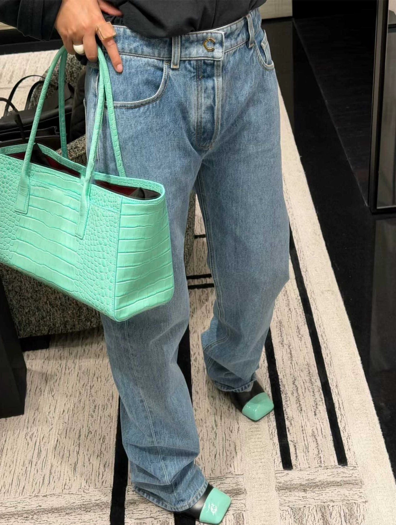 Spring and summer 26ss In June, Nanyou Chao brand 2026 spring and summer new schoolbag buckle decorative simple and versatile long and thin denim straight trousers