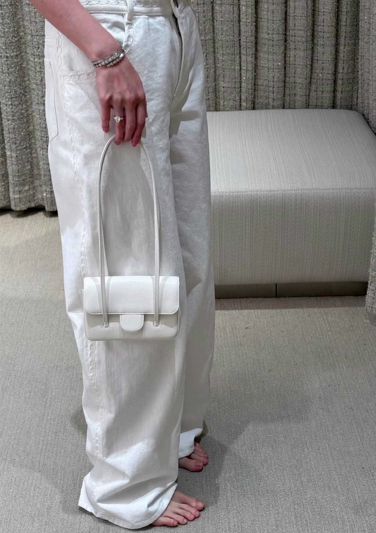 Spring and summer 26ss June, Nanyou 2026 spring and summer new heavy industry three-dimensional piping embroidery straight high waist loose and thin wide-leg jeans