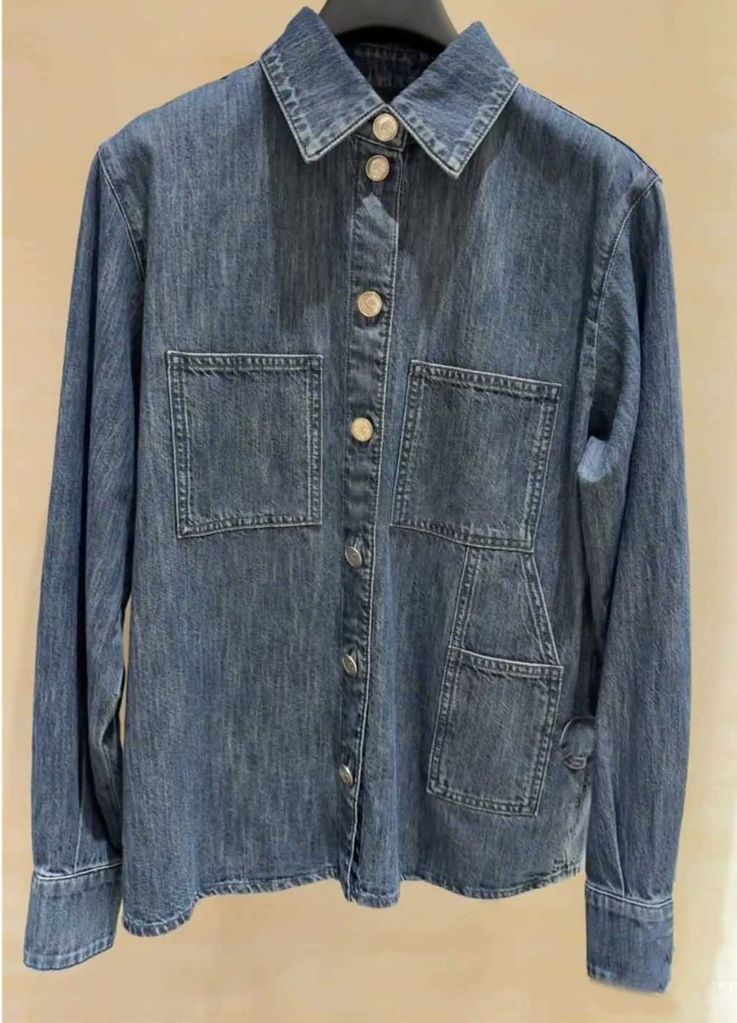 Spring and summer 26ss June, Nanyou tide brand 2026 spring and summer new side three-dimensional letter temperament versatile and thin lapel denim shirt top