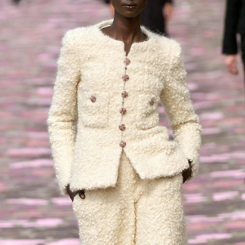 Autumn and winter wool jacket, women's skirt, celebrity temperament, tweed top, French light luxury haute couture suit