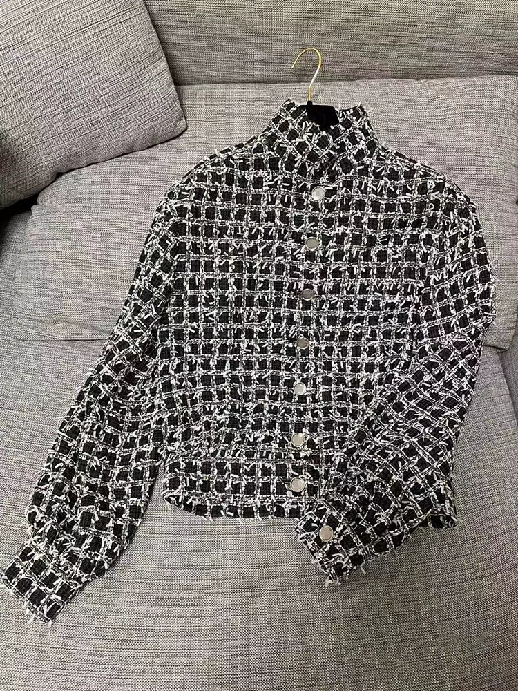 Wang Yibo's same autumn and winter suit, coat, skirt, high-end tweed plaid jacket, celebrity temperament