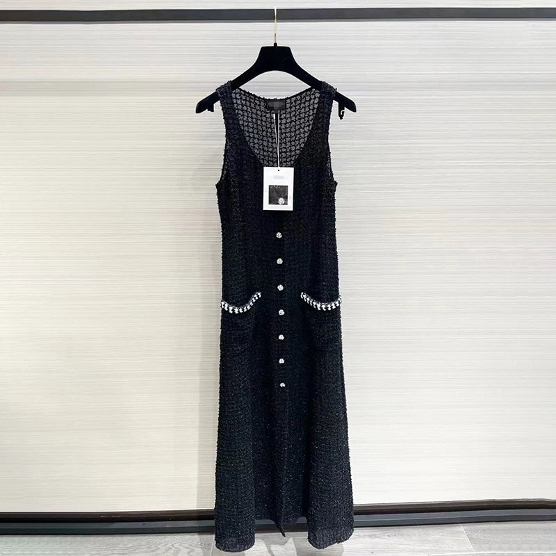 Star Jenny same dress, women's dress, silk embroidery, slim and thin, high-end medium and long suspenders