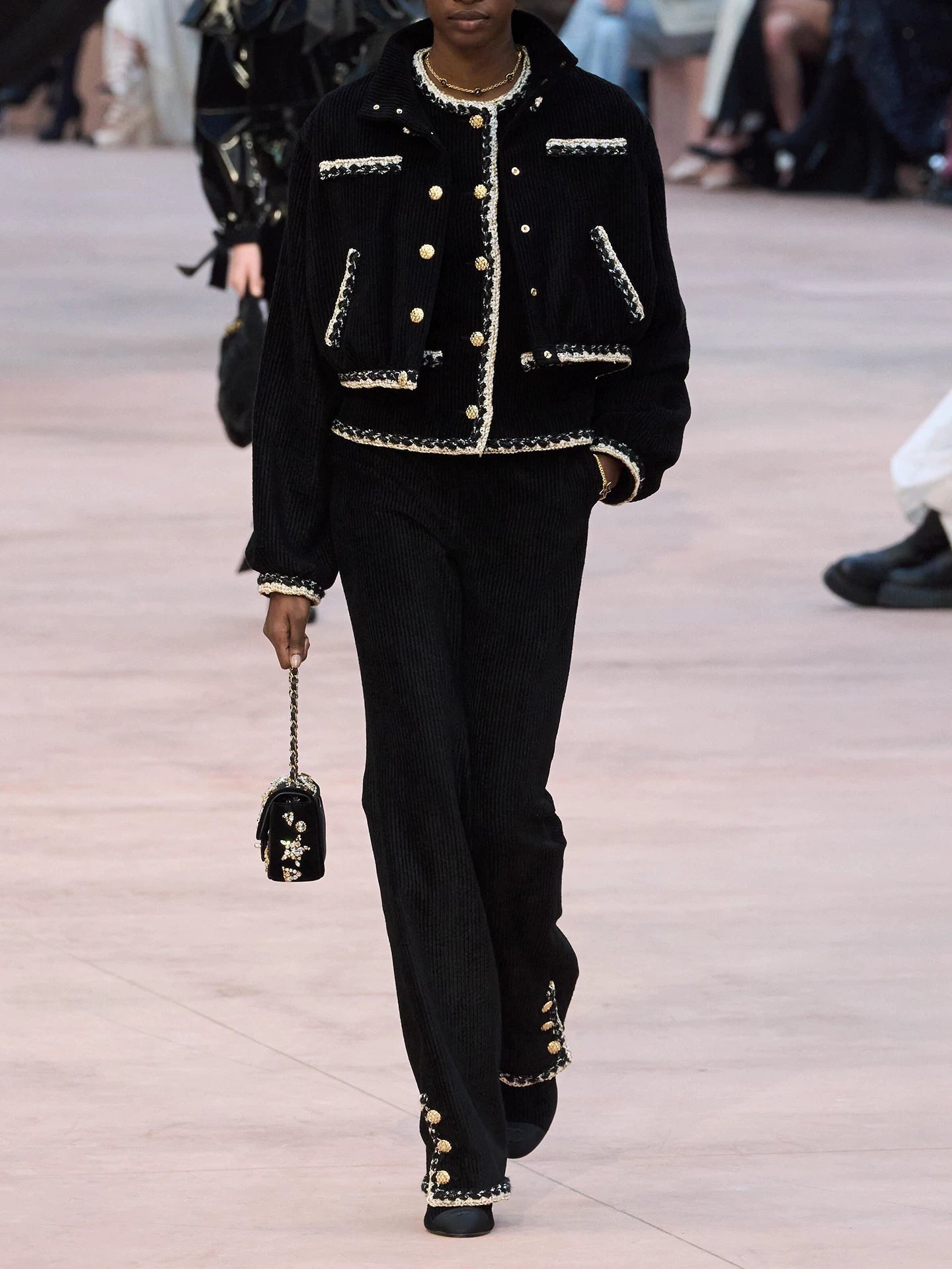 Celebrity temperament high-end suit jacket women's jacket short wide-leg pants corduroy two-piece set