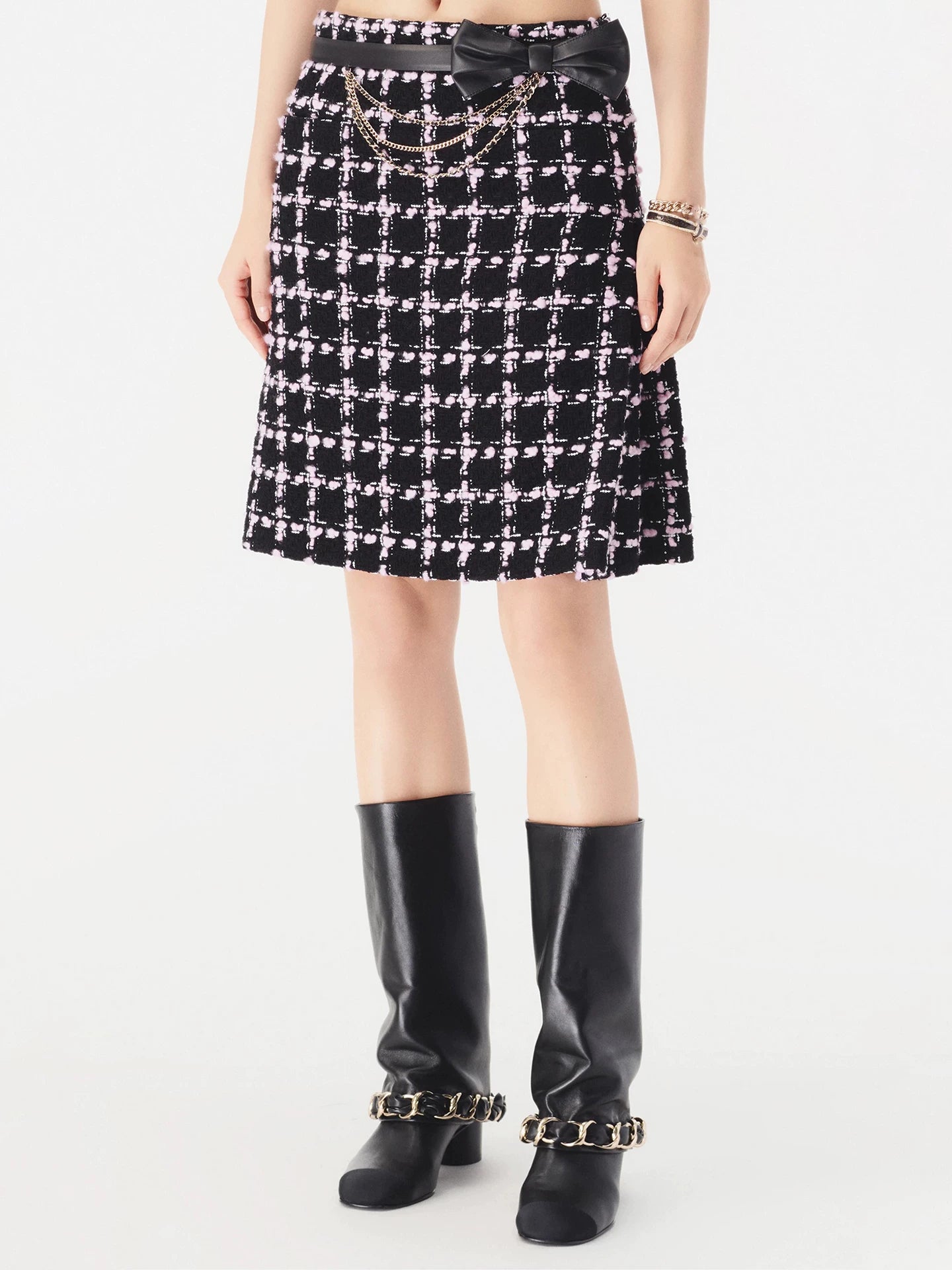 Autumn and winter suit women's short coat half skirt high-end temperament socialite heavy industry woven plaid tweed