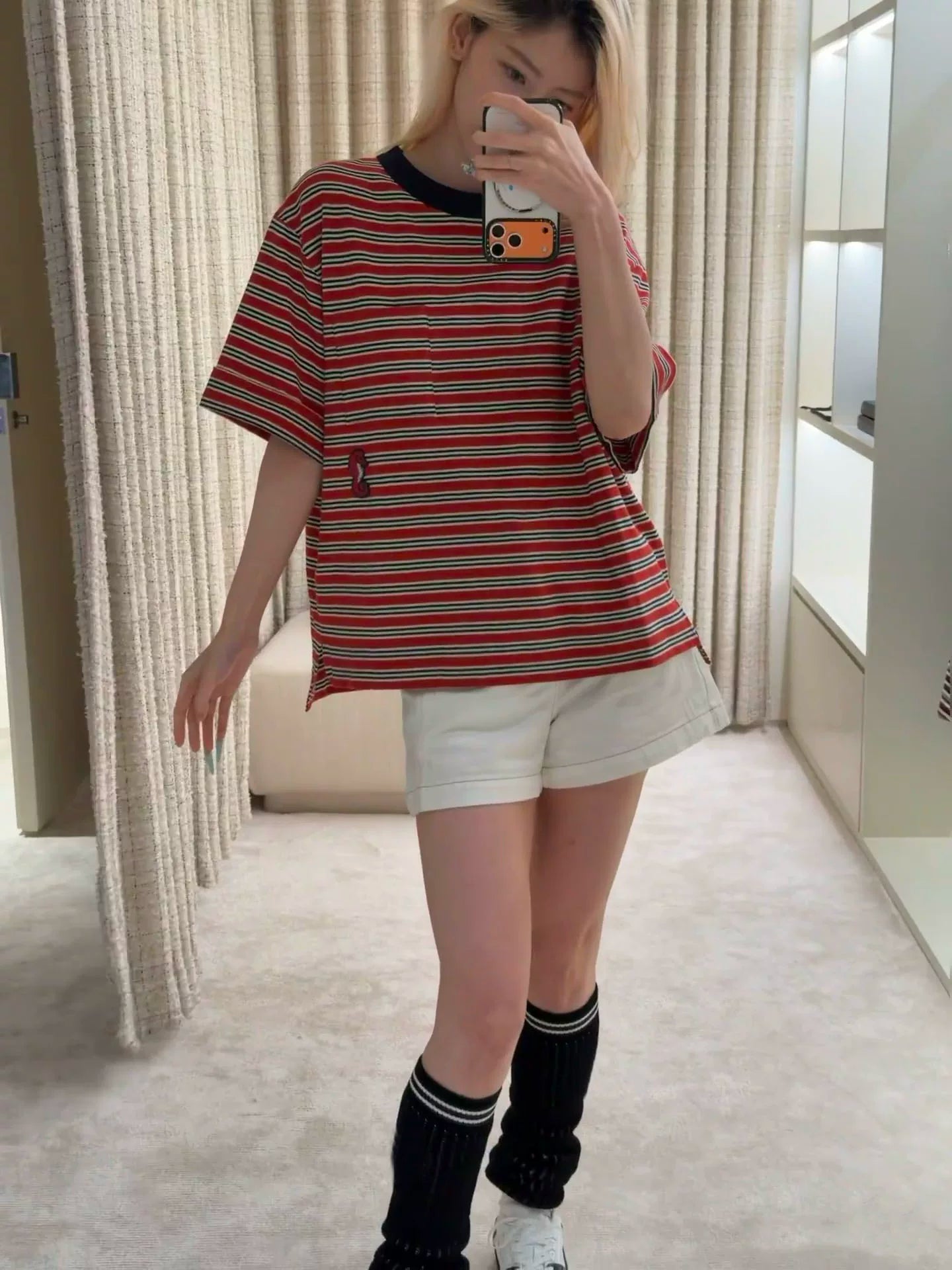 Spring and summer 26ss June, Nanyou 2026 spring and summer new hippocampus embroidery pocket design loose round neck casual soft T-shirt short-sleeved top
