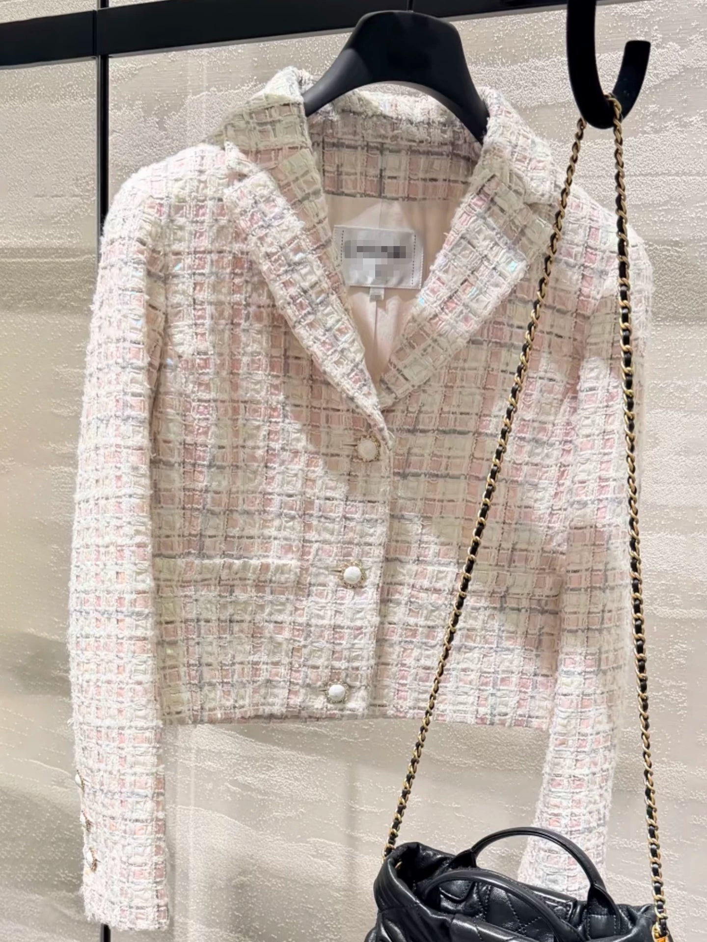 2026 tweed suit women's short jacket wide-leg pants soft tweed weaving star of the same style celebrity two-piece set