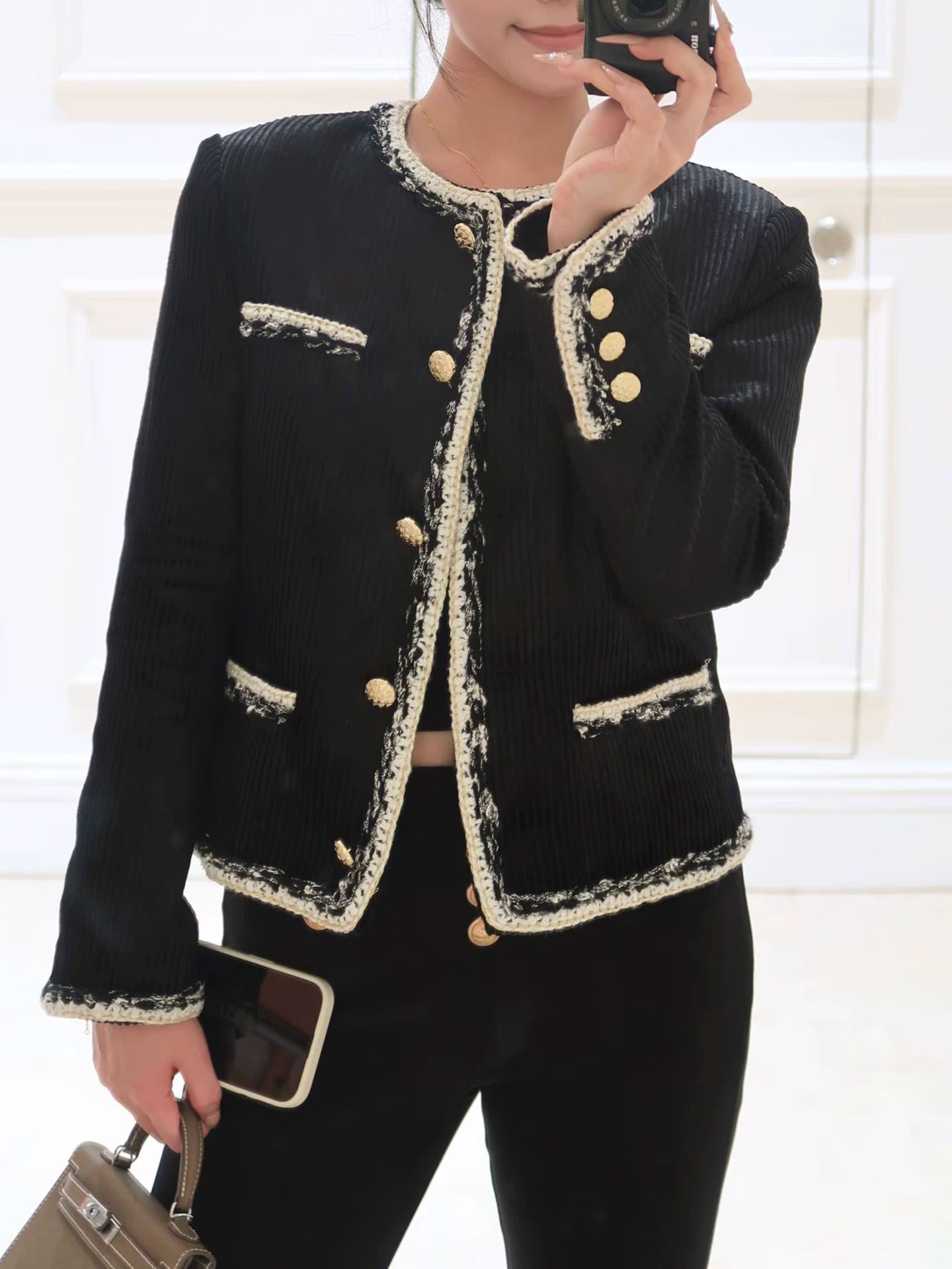 Celebrity temperament high-end suit jacket women's jacket short wide-leg pants corduroy two-piece set