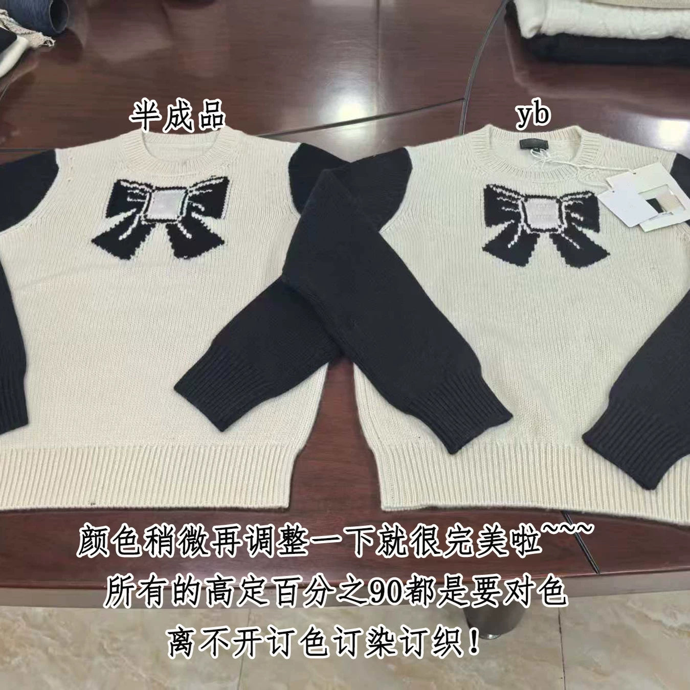 2025 autumn and winter models contrasting color design chest bow embroidery color matching cashmere knitted pullover long-sleeved top women