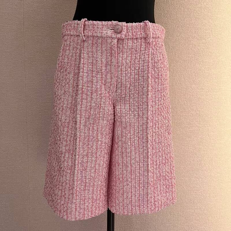 Spring Summer New Style Little Suit Jacket and Pants Wide-Leg Wool Tweed Elegant Versatile Slimming Socialite Women's Clothing