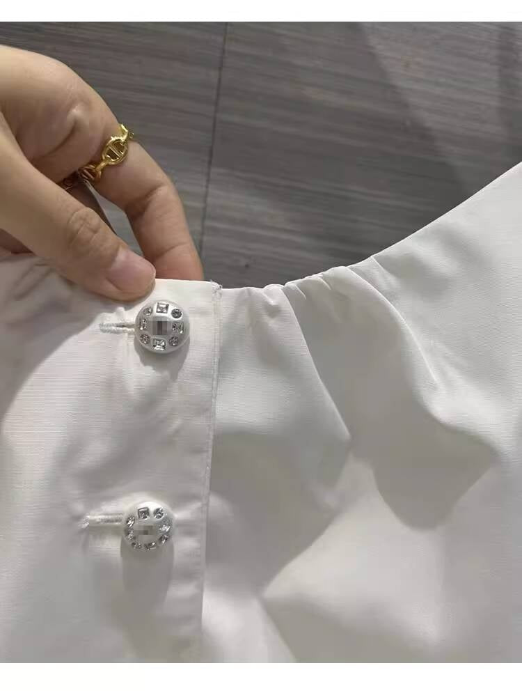 Summer New Little Style Camisole for Women, Waist-Cinching, Slimming, Age-Reducing, Versatile Lace Trim, Pearl Dot Rhinestone Buckle Small Vest