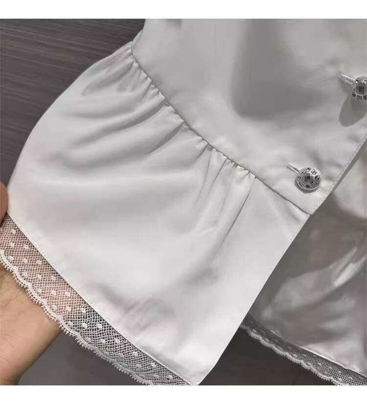 Summer New Little Style Camisole for Women, Waist-Cinching, Slimming, Age-Reducing, Versatile Lace Trim, Pearl Dot Rhinestone Buckle Small Vest