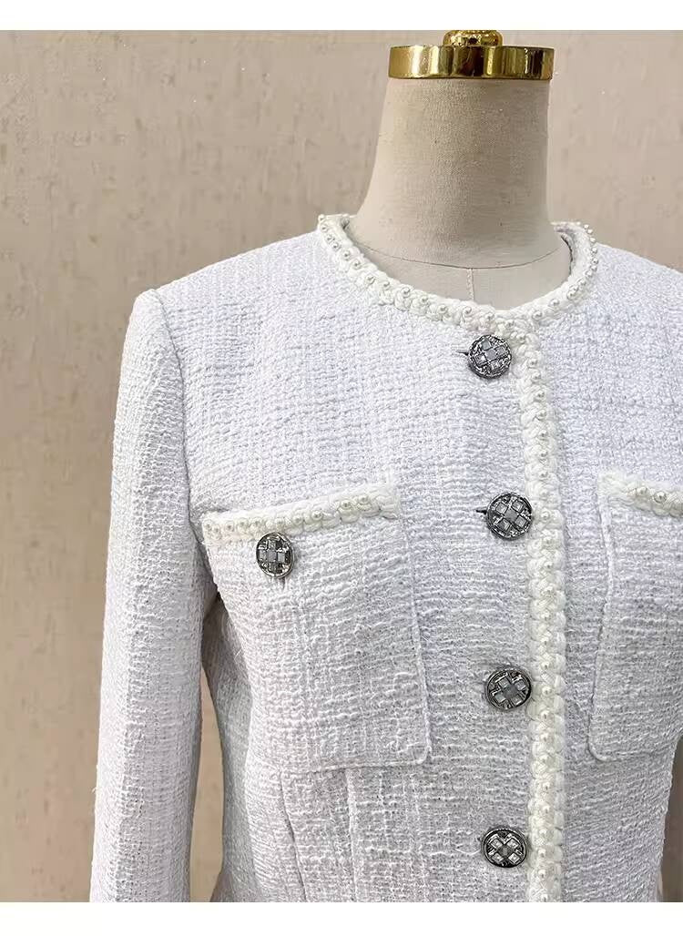 25 New French Style Suit Jacket Short Pants Dress Socialite Elegant Waist-Cinching Tweed Slimming