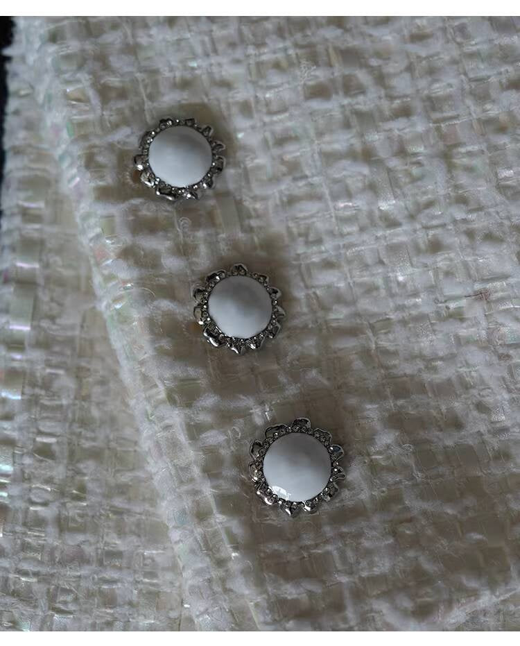 Style White Tweed Suit for Women, Autumn Winter, Socialite Jacket Shorts, Slimming and Elegant High-End Women's Clothing