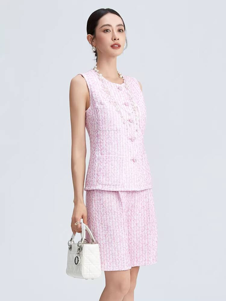 Style Fashionable Trendy High-End Light Luxury Summer Tank Top and Shorts Socialite Elegant Two-Piece Set for Women