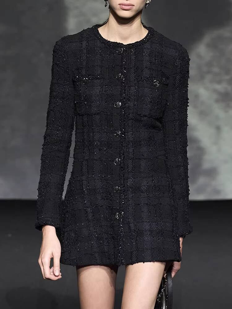 25 New French Style Suit Jacket Short Pants Dress Socialite Elegant Waist-Cinching Tweed Slimming