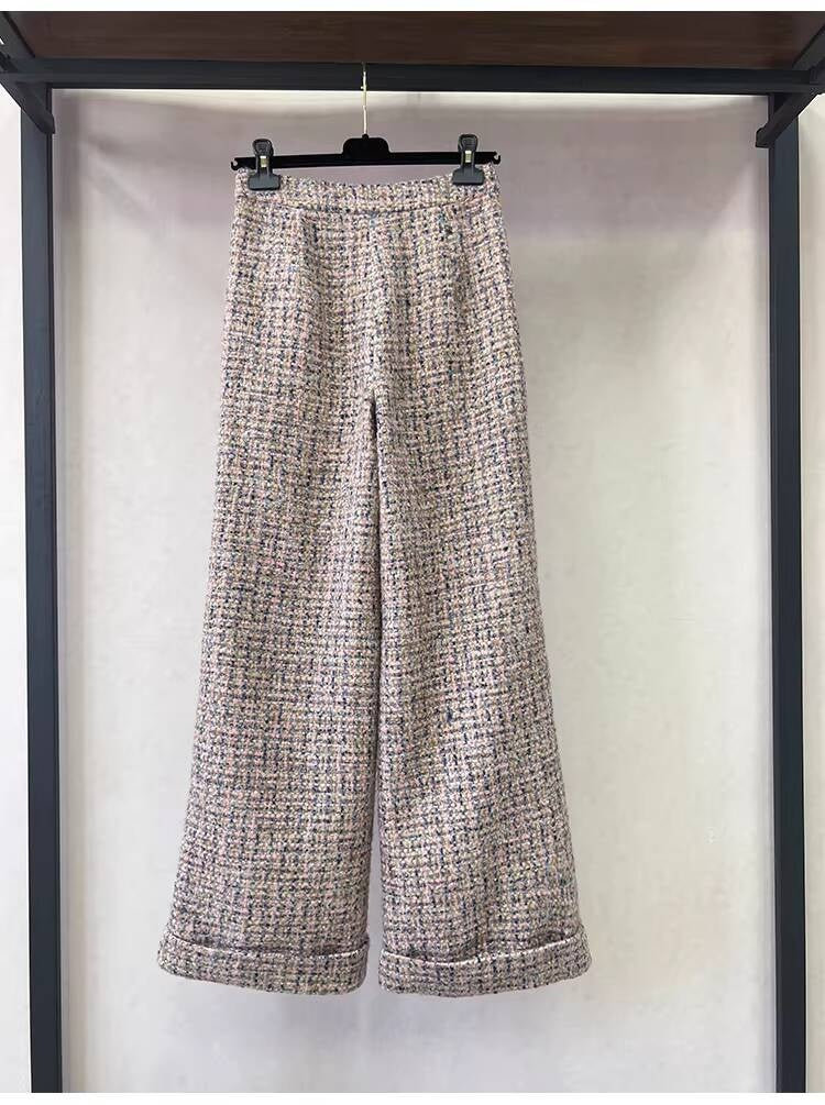 2025 Style Set Light Luxury High-End Feel Wide-Leg Pants Autumn Winter New Asymmetric Design Jacket