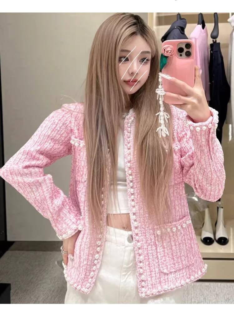 Spring Summer New Style Little Suit Jacket and Pants Wide-Leg Wool Tweed Elegant Versatile Slimming Socialite Women's Clothing