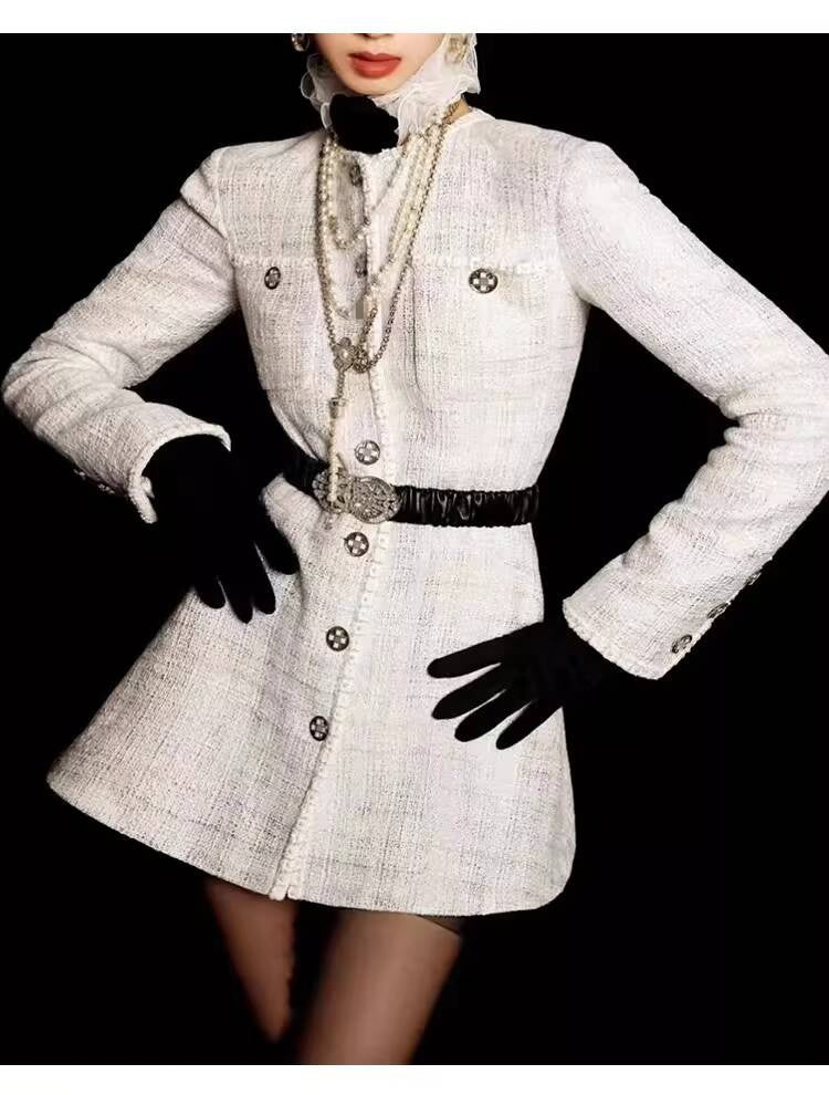 25 New French Style Suit Jacket Short Pants Dress Socialite Elegant Waist-Cinching Tweed Slimming